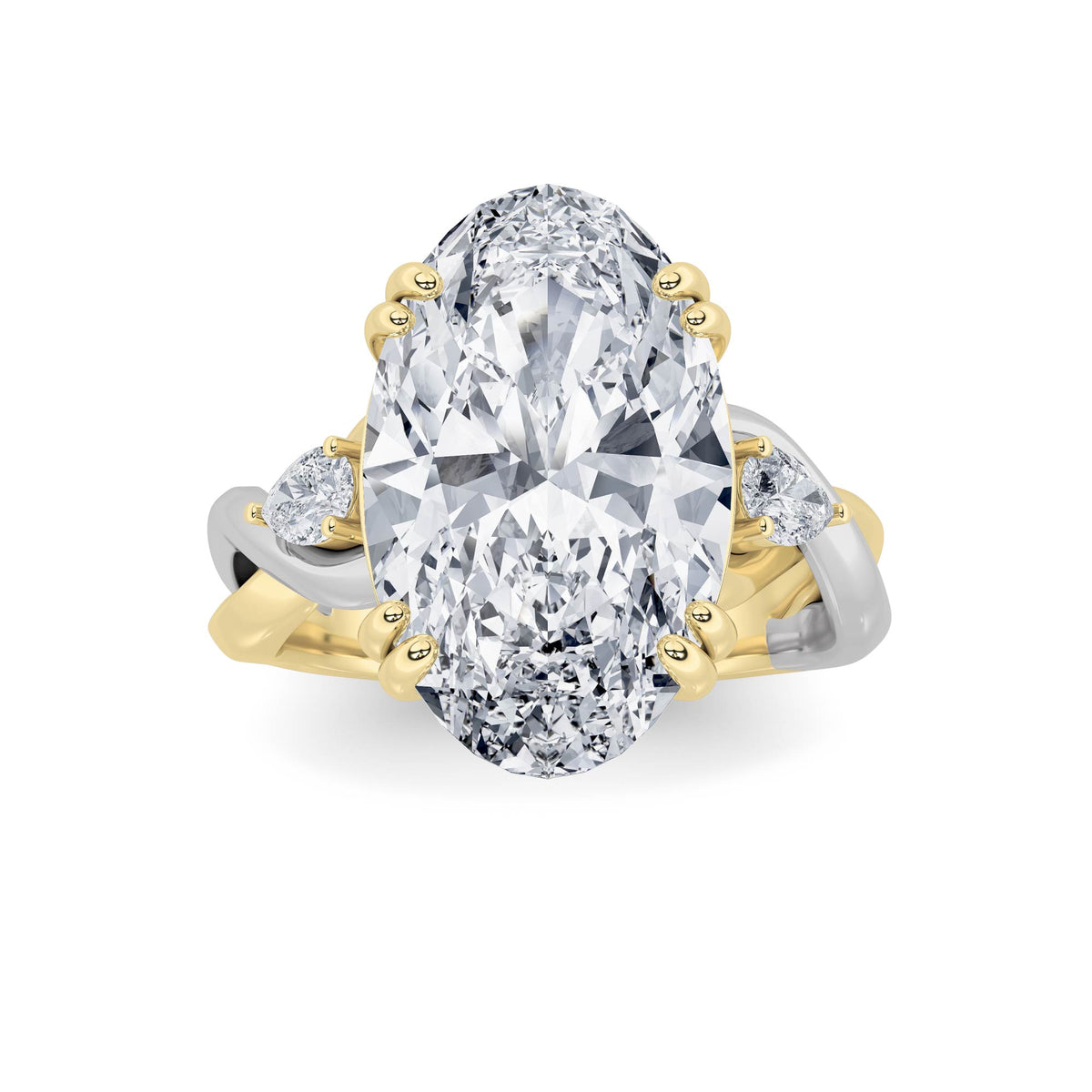 Oval Shaped Lab Grown Diamond Bold Accented Engagement Ring