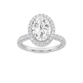 Oval Shaped Lab Grown Diamond Halo Accented Engagement Ring