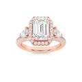 Lab Grown Diamond Three Stone Bold Accented Engagement Ring