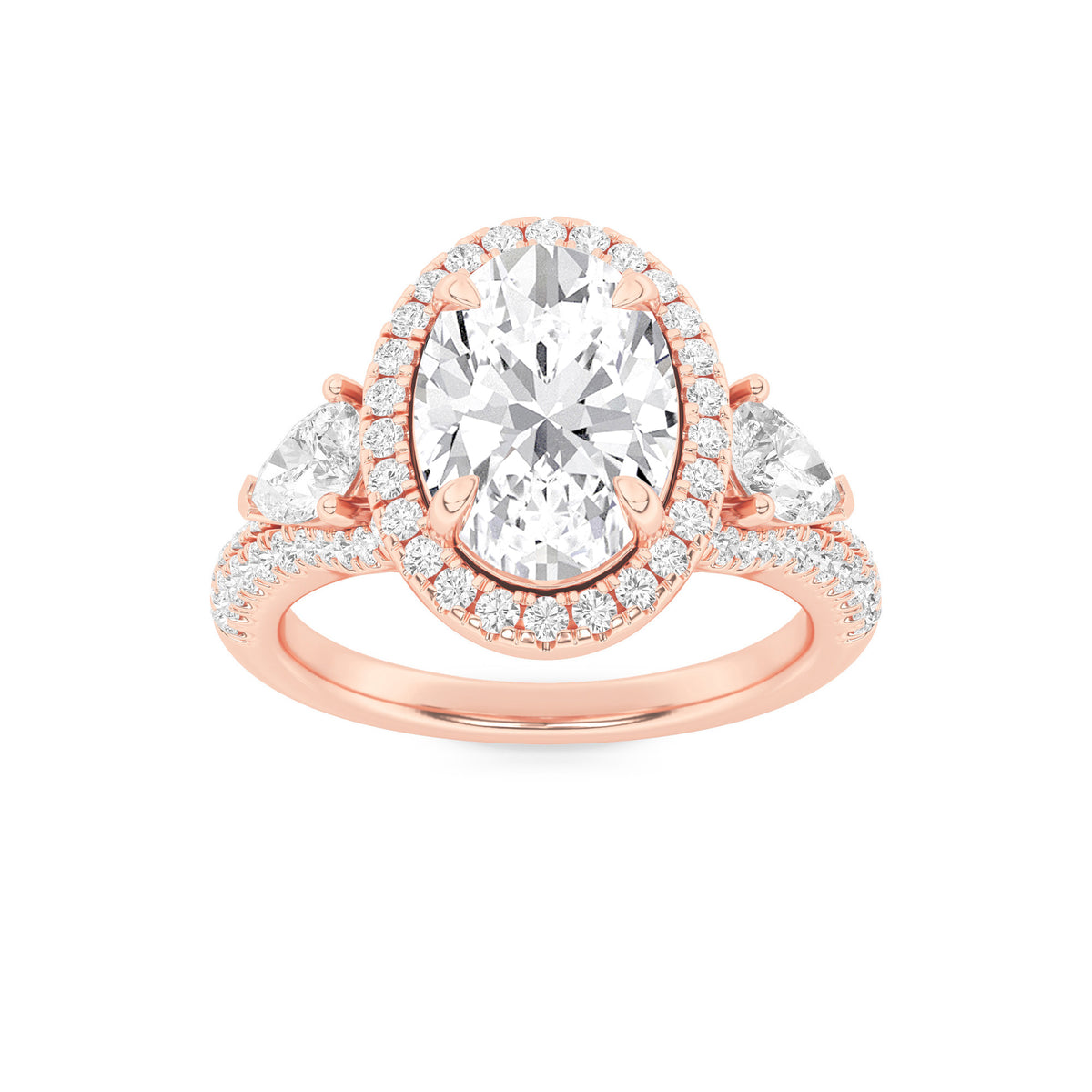 Lab Grown Diamond Three Stone Bold Accented Engagement Ring