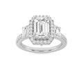 Lab Grown Diamond Three Stone Accented Engagement Ring