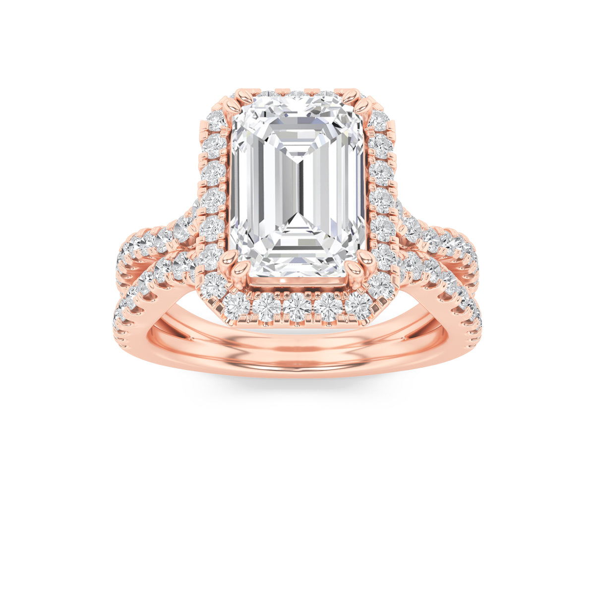 Lab Grown Diamond Split Shank Halo Engagement Ring