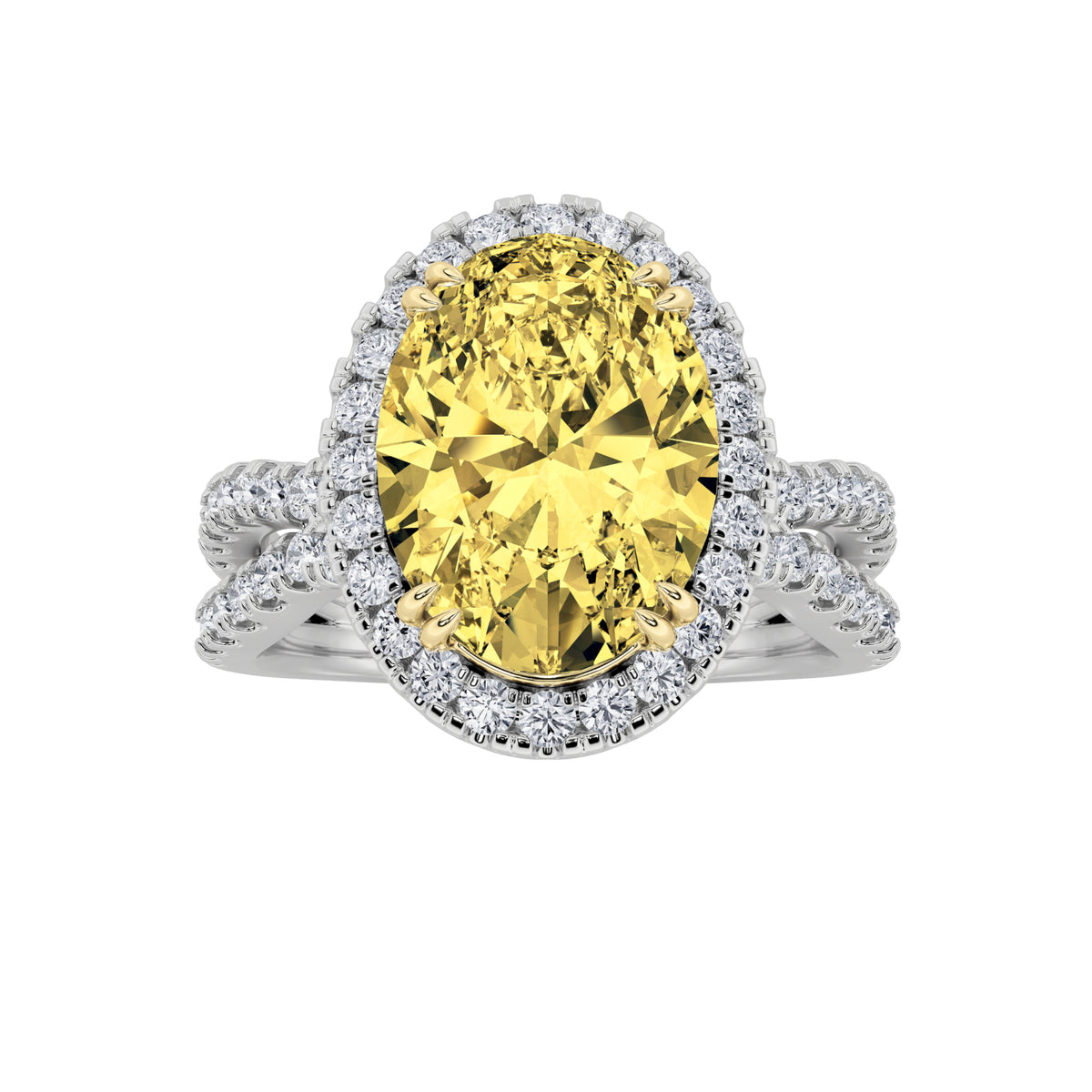Lab Grown Diamond Split Shank Halo Engagement Ring