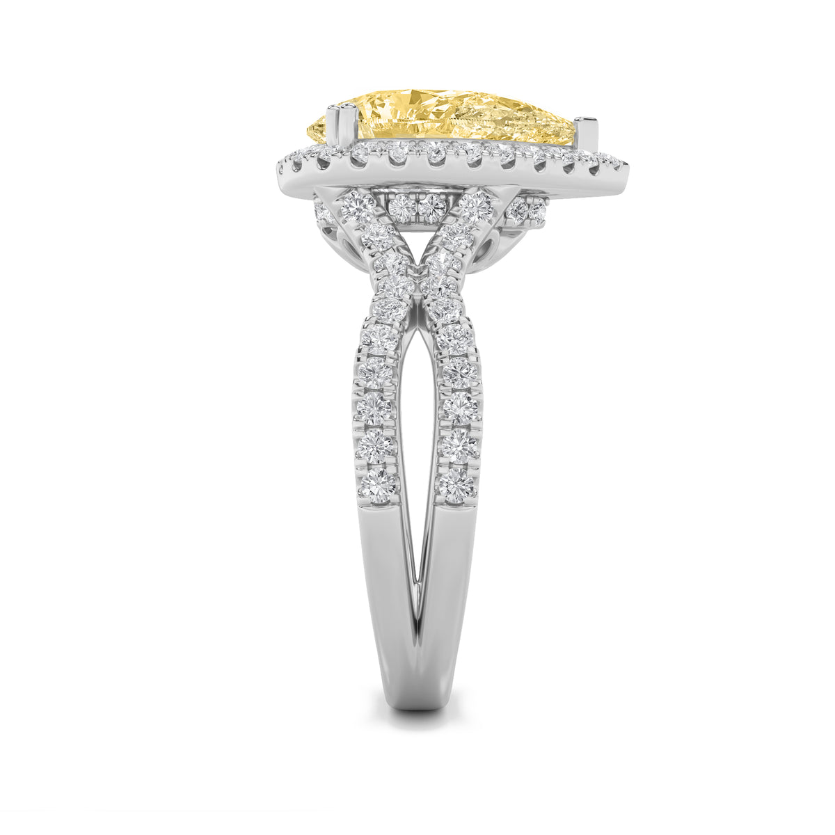 Lab Grown Diamond Split Shank Halo Engagement Ring
