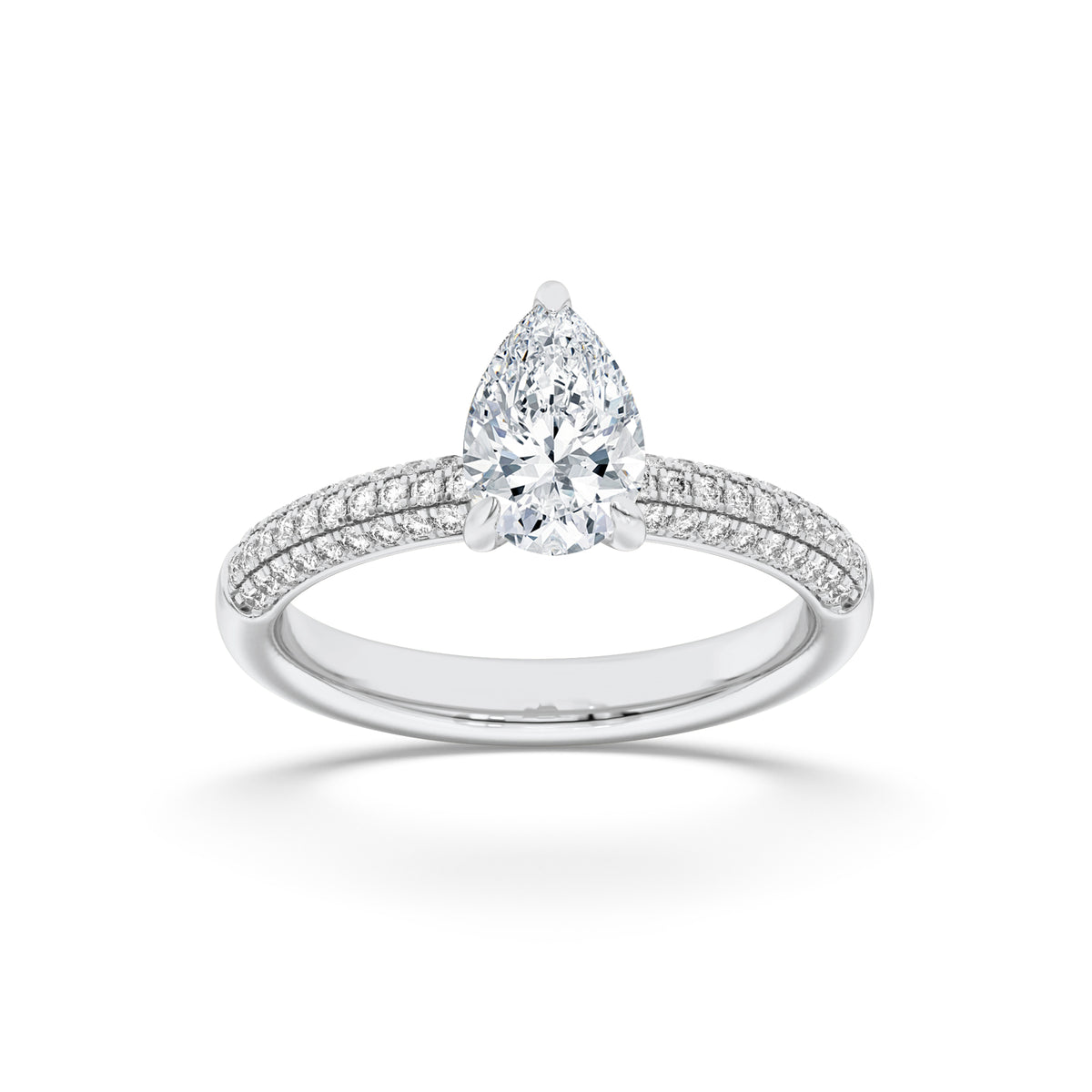 Lab Grown Diamond Three Row Micro Pave Engagement Ring