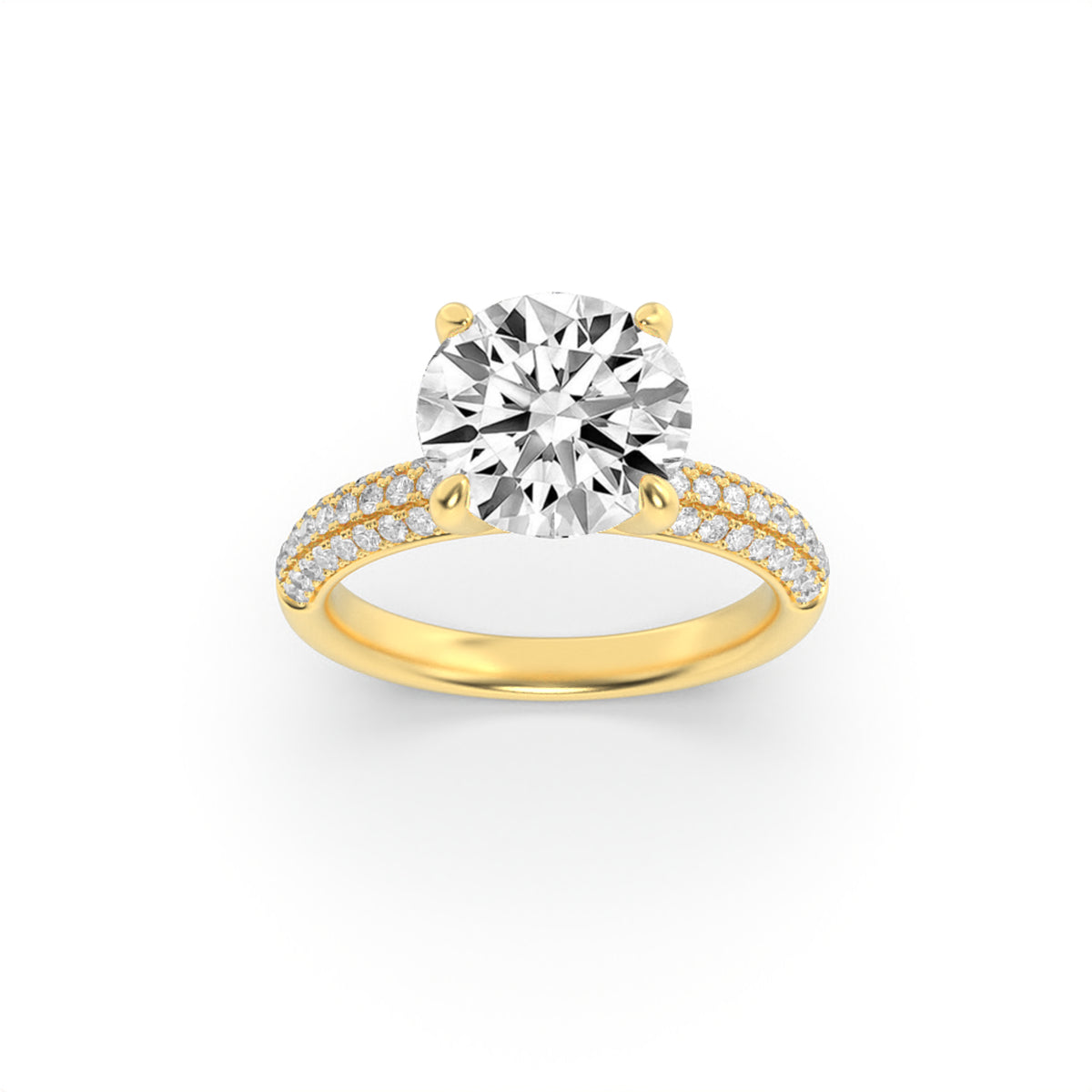 Lab Grown Diamond Three Row Micro Pave Engagement Ring