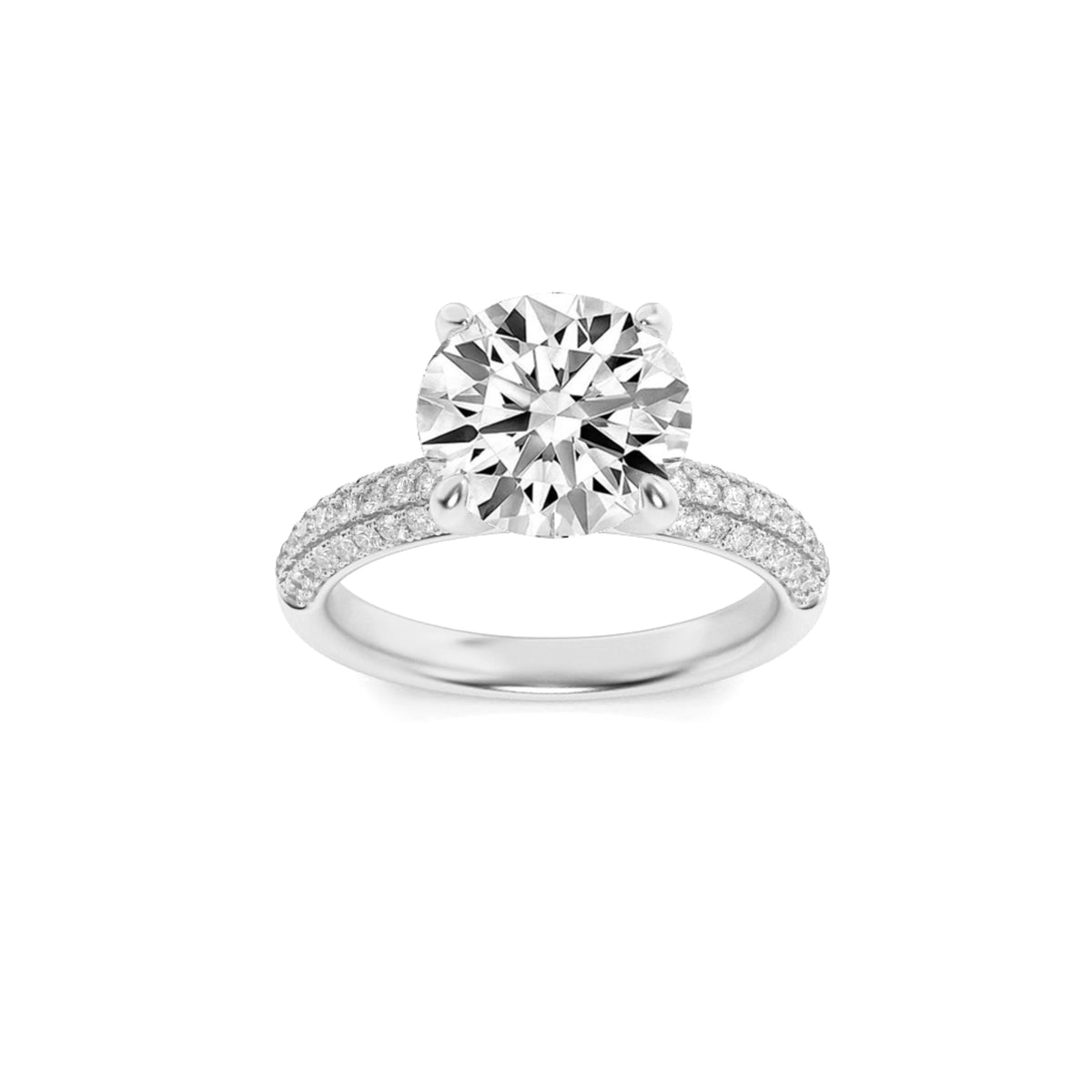 Lab Grown Diamond Three Row Micro Pave Engagement Ring