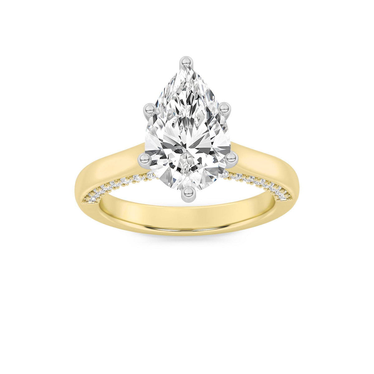 Lab Grown Diamond Tulip Motif Accented Engagement Ring