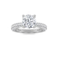 Round Shaped Lab Grown Diamond Three Row Micro Pave Engagement Ring