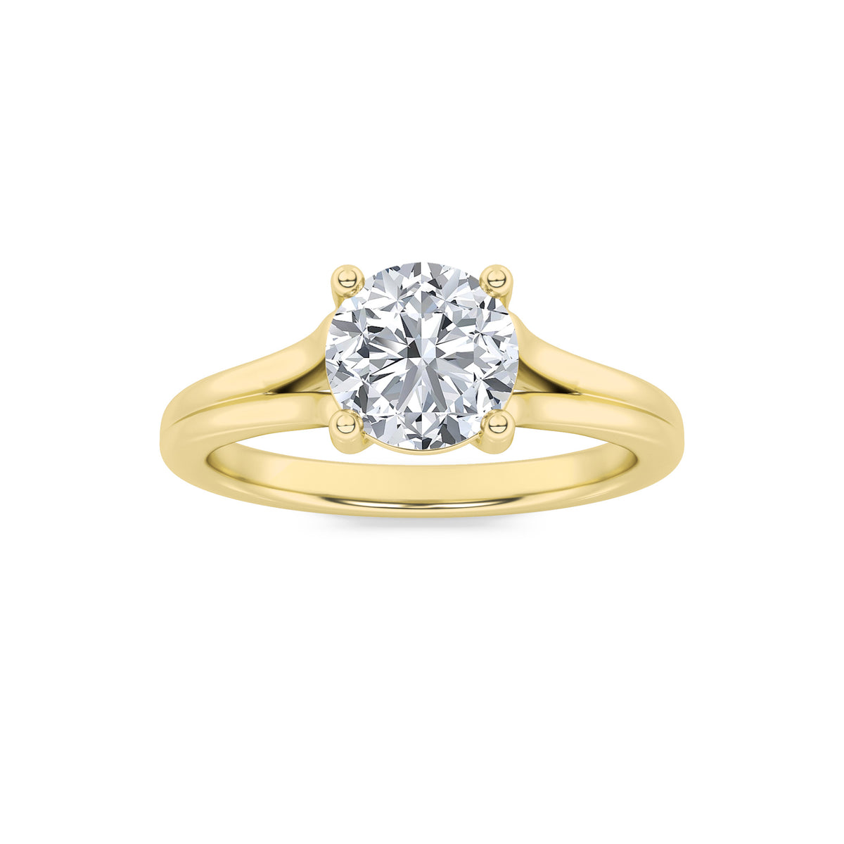 Round Shaped Lab Grown Diamond Split Shank Solitaire Engagement Ring