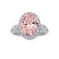 Lab Grown Diamond Three Stone Halo Enagement Ring