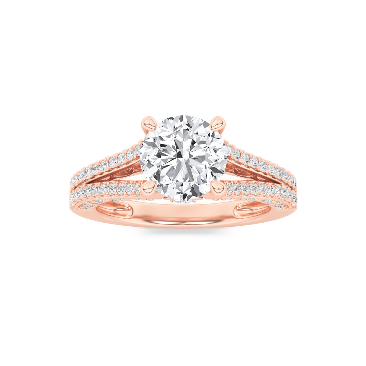 Lab Grown Diamond Split Shank Accented Engagement Ring