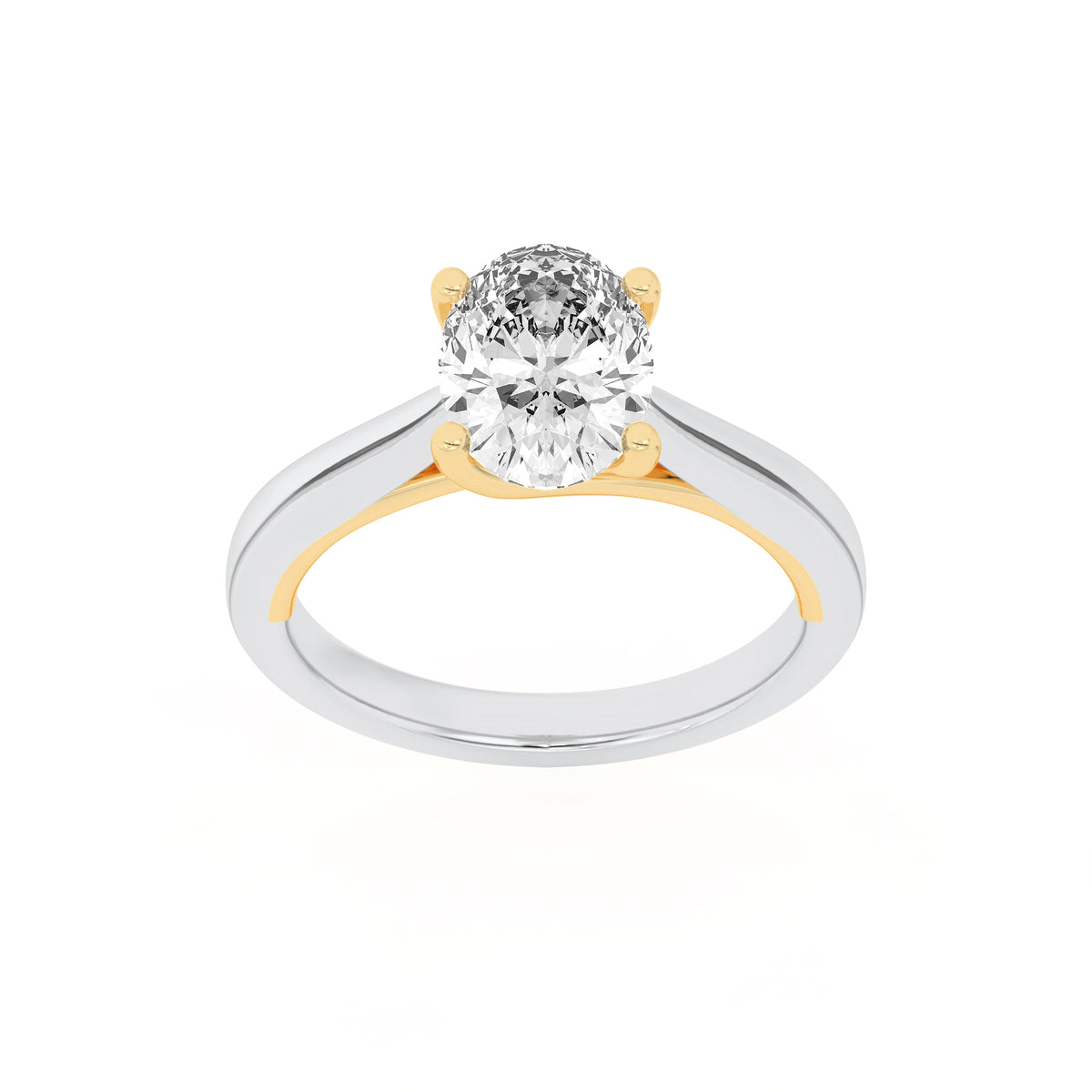 Lab Grown Diamond Two Tone Cathedral Shank Engagement Ring
