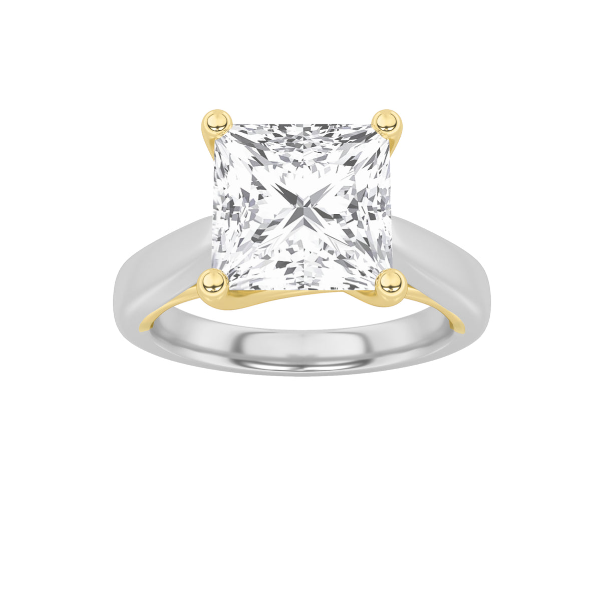 Lab Grown Diamond Two Tone Cathedral Shank Engagement Ring