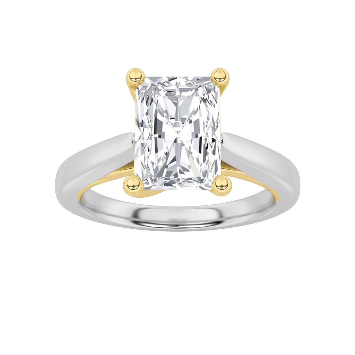 Lab Grown Diamond Two Tone Cathedral Shank Engagement Ring