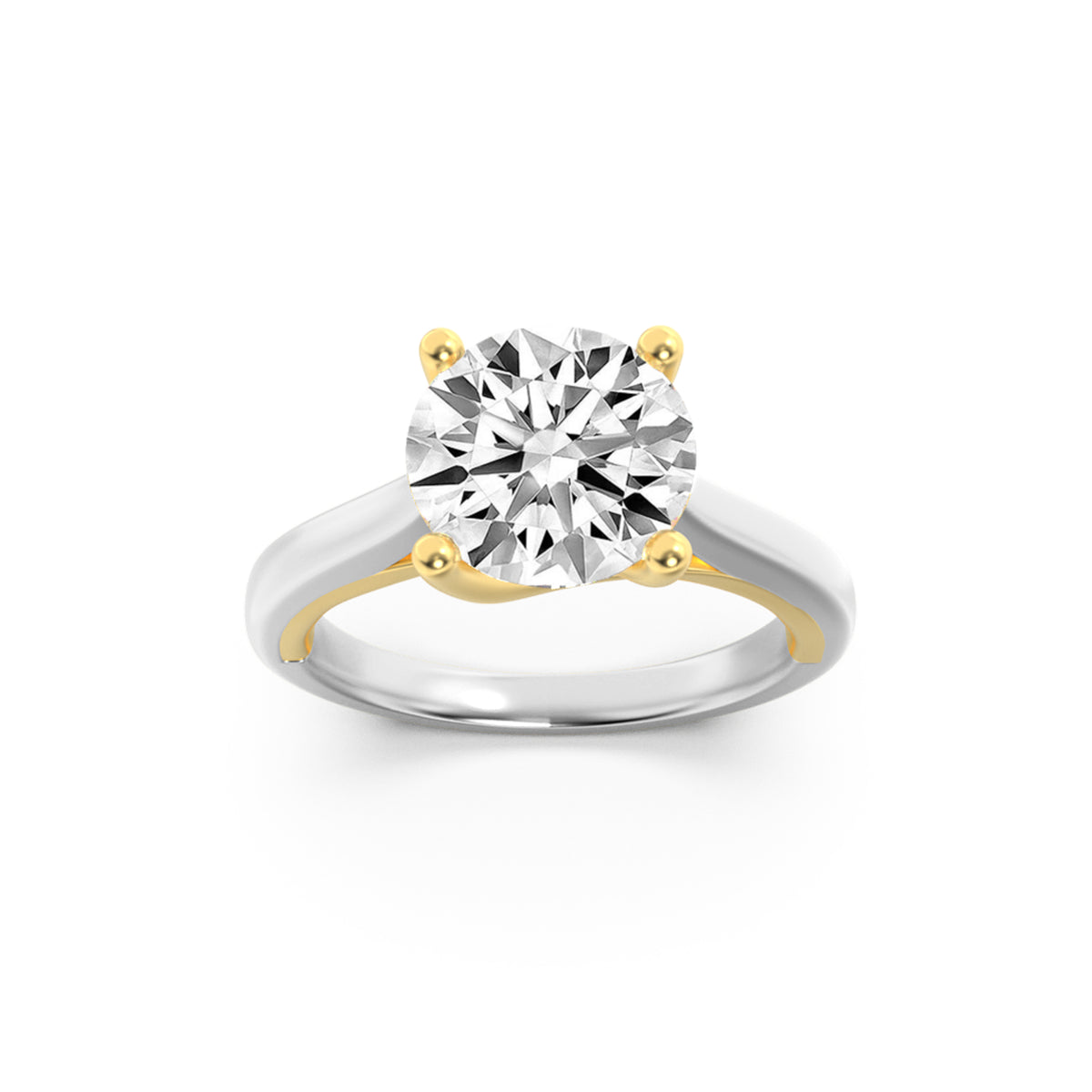 Lab Grown Diamond Two Tone Cathedral Shank Engagement Ring