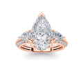 Pear Shaped Lab Grown Diamond Three Stone Accented Engagement Ring