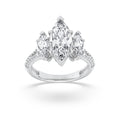 Marquise Shaped Lab Grown Diamond Three Stone Accented Engagement Ring