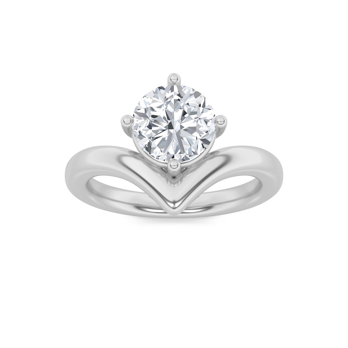 Lab Grown Diamond Chevron Solitaire Engagement Ring