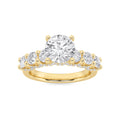 Round Shaped Lab Grown Diamond Accented Double Halo Set of Band and Ring