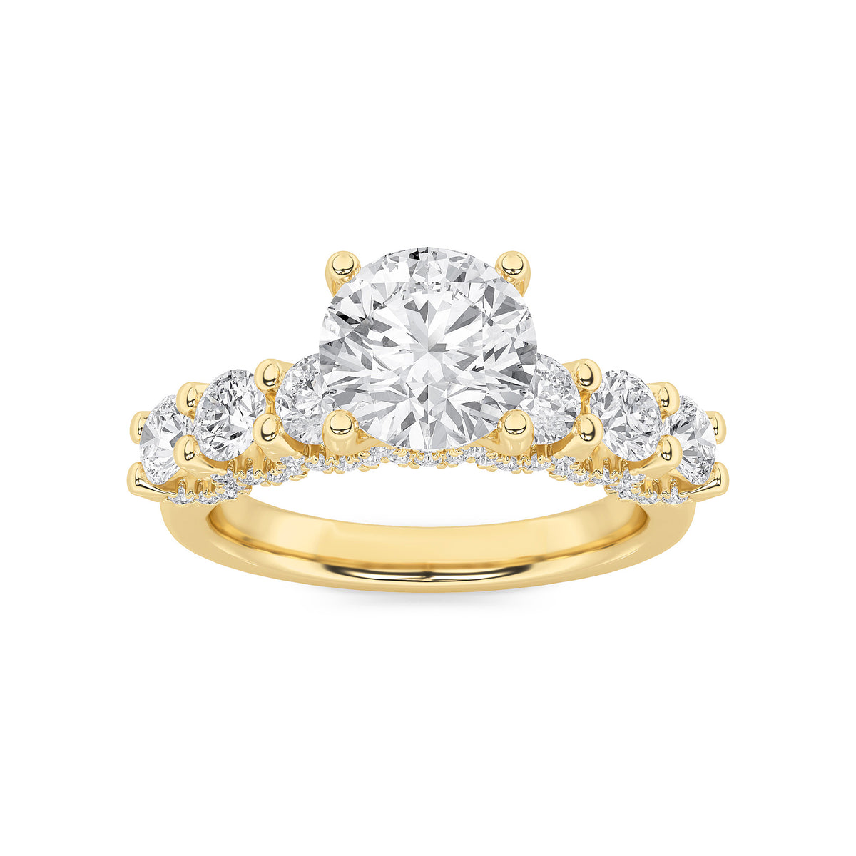 Round Shaped Lab Grown Diamond Accented Double Halo Set of Band and Ring