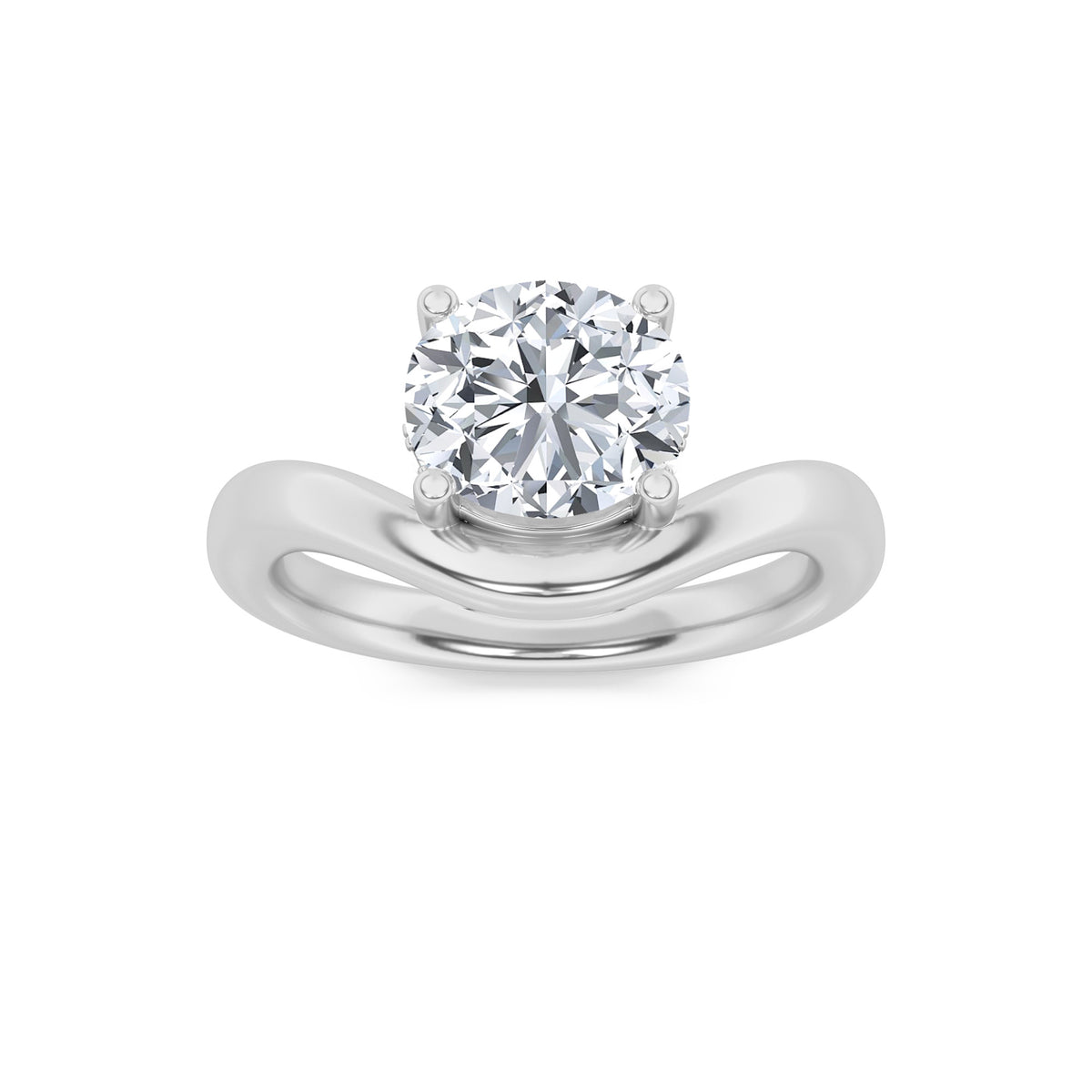 Round Shaped Lab Grown Diamond Accented Solitaire Fancy Engagement Ring