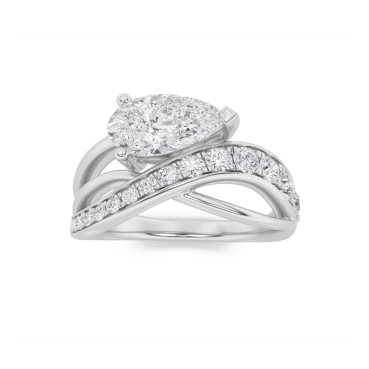 Pear Shaped Lab Grown Diamond Fashion AccentedEngagement Ring