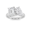 Emerald Shaped Lab Grown Diamond Toi et Moi Engagement Ring