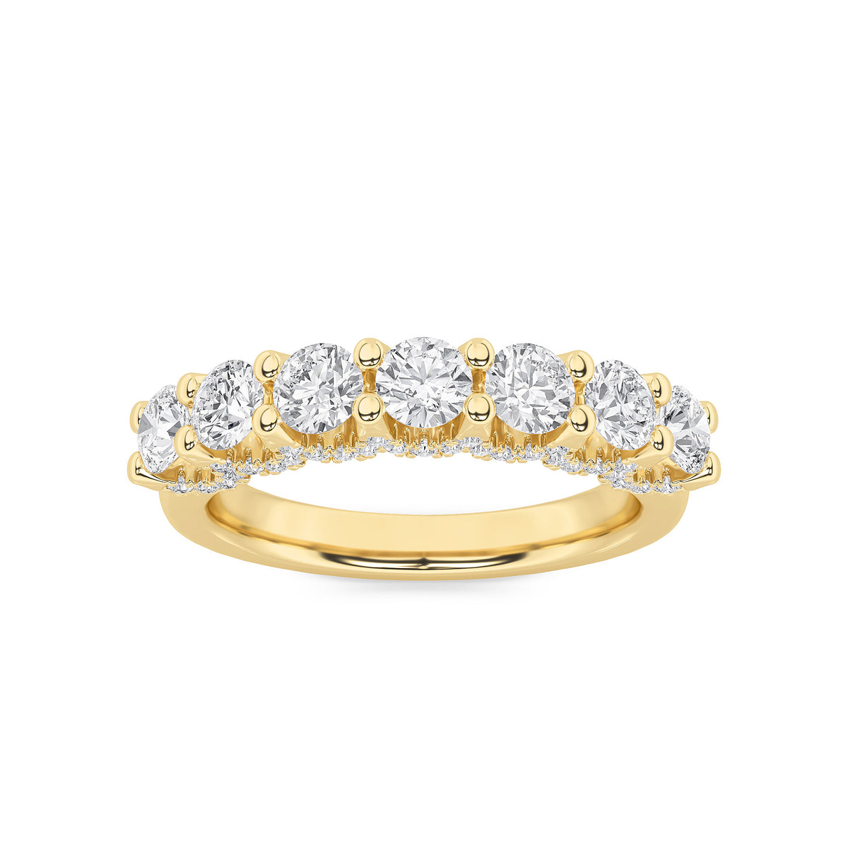 Round Shaped Lab Grown Diamond Accented Double Halo Set of Band and Ring