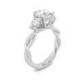 Oval Shaped Lab Grown Diamond Three Stone Twisted Band Engagement Ring
