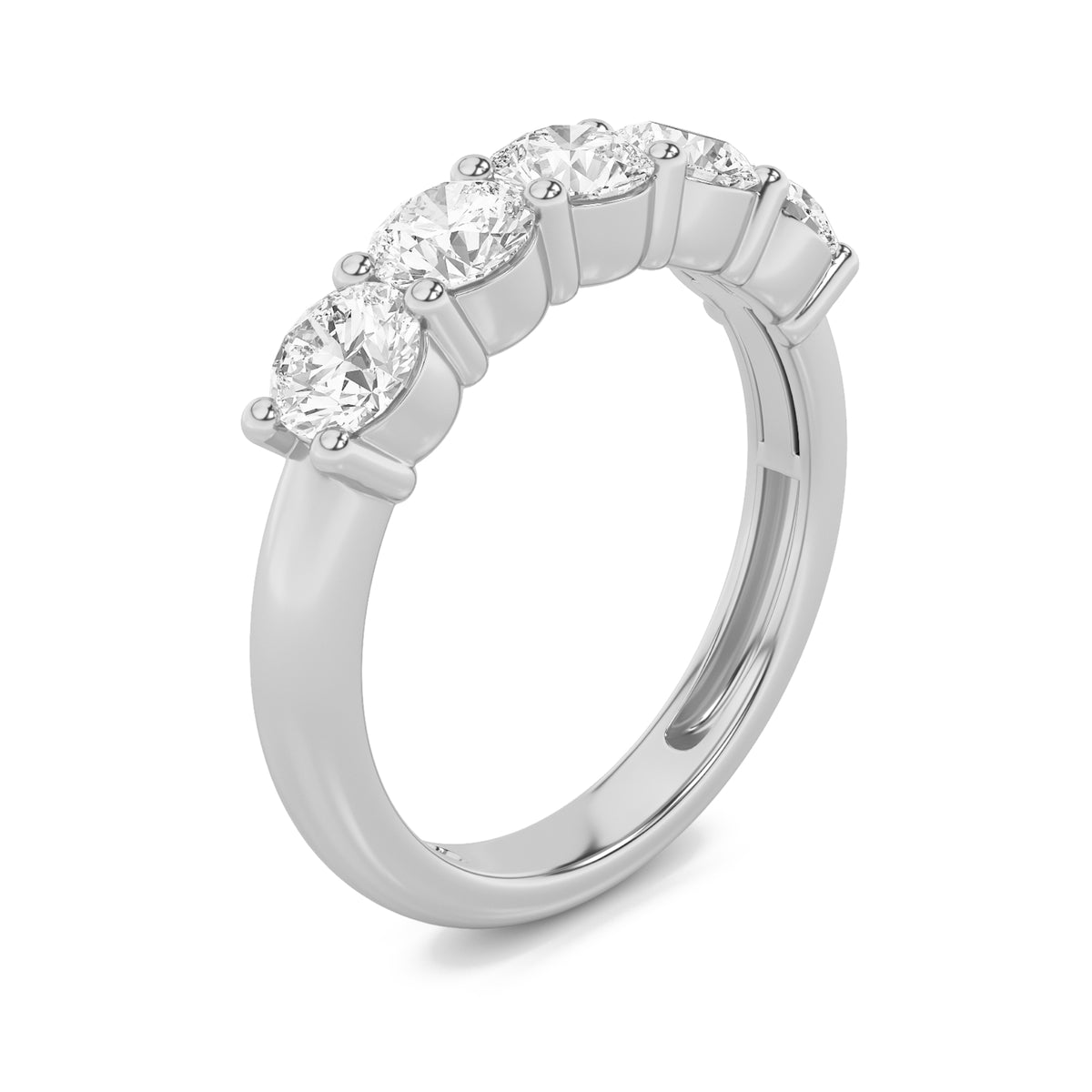 Round Shaped Lab Grown Diamond Five Stone Band Ring