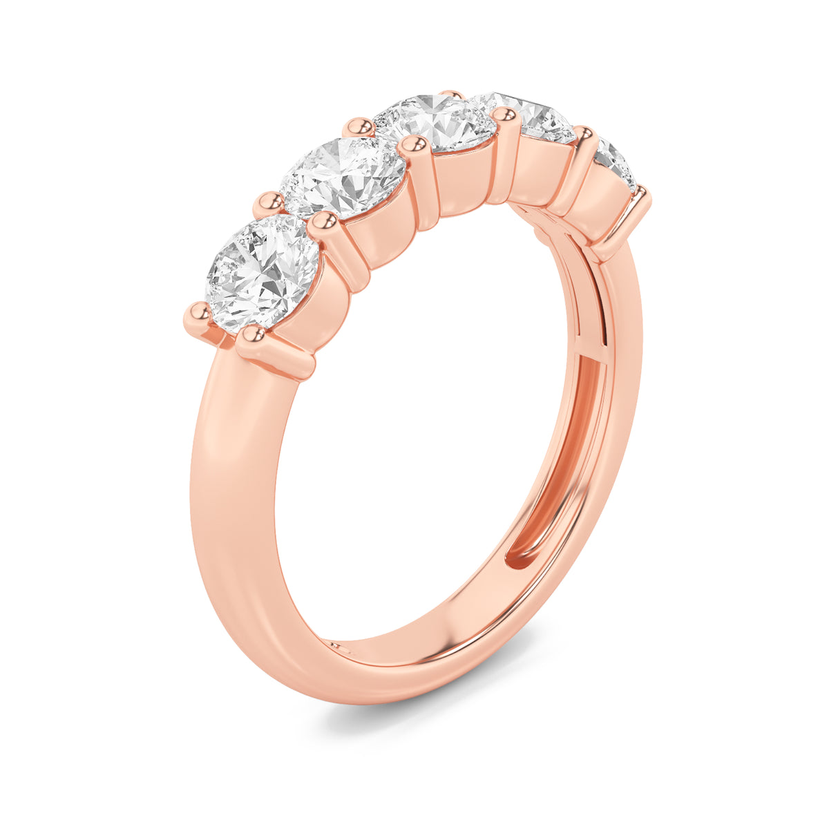 Round Shaped Lab Grown Diamond Five Stone Band Ring
