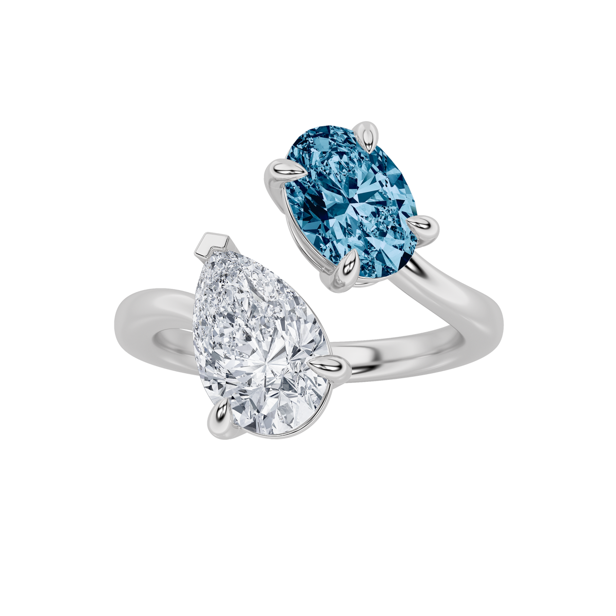 Oval Shaped Lab Grown Diamond Toi et Moi Fashiion Ring
