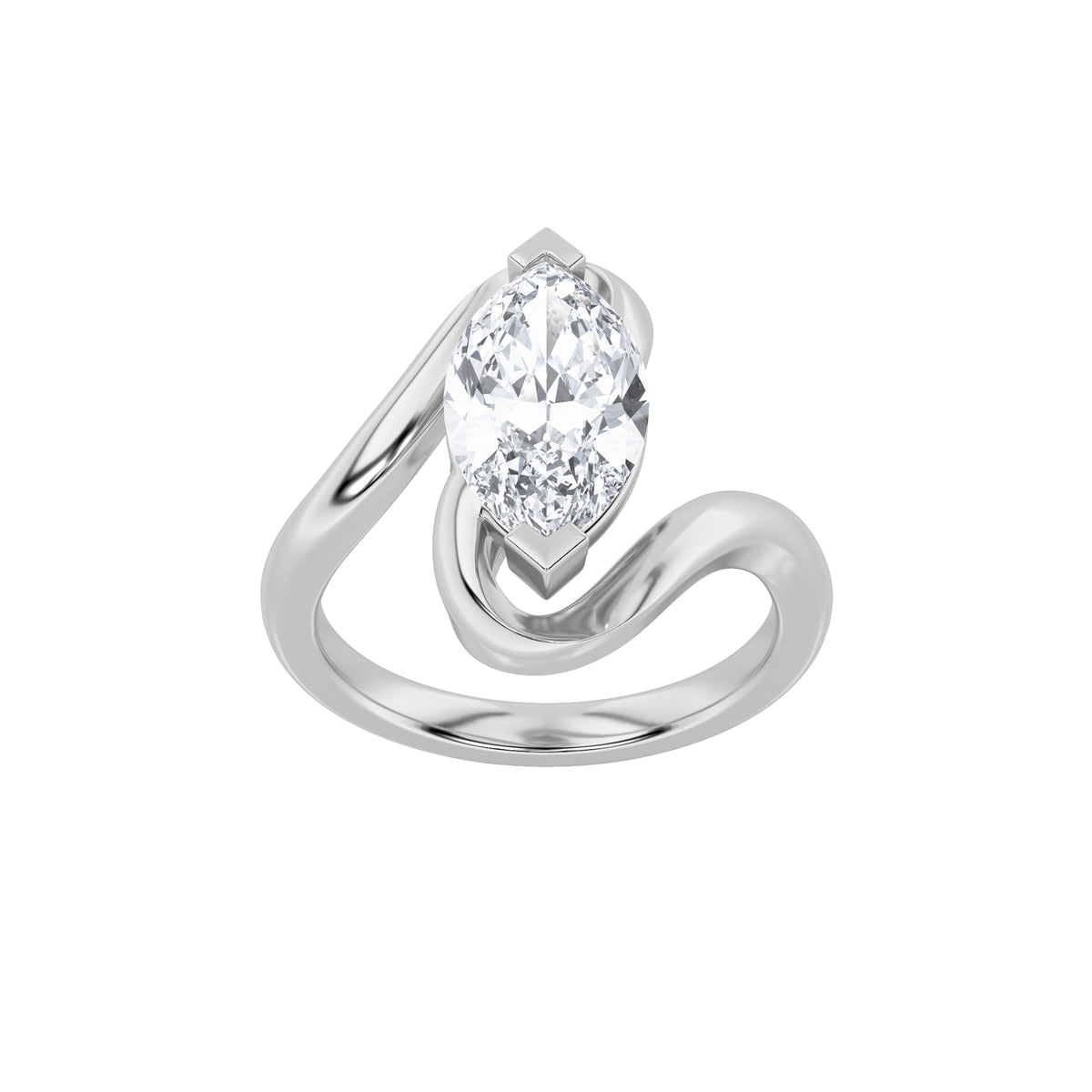 Marquise Shaped Lab Grown Diamond Swirl Engagement Ring