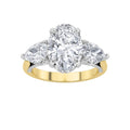 Oval Shaped Lab Grown Diamond Accented Three Stone Ring