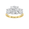 Round Shaped Lab Grown Diamond Accented Three Stone Ring