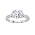 Oval Shaped Lab Grown Diamond East West Accented Ring