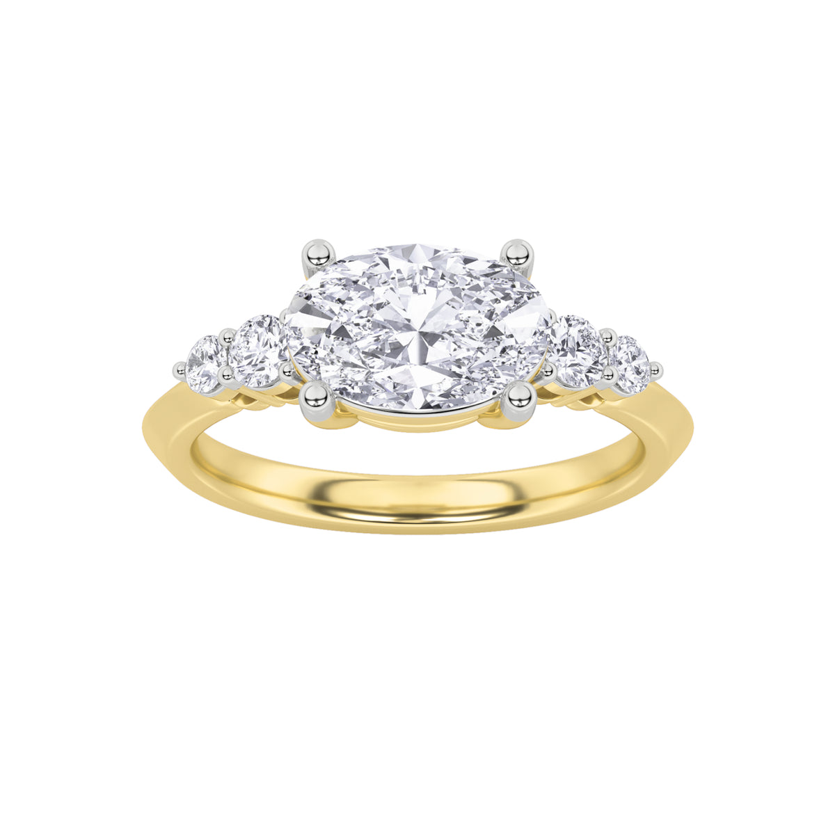 Oval Shaped Lab Grown Diamond East West Five Stone Ring