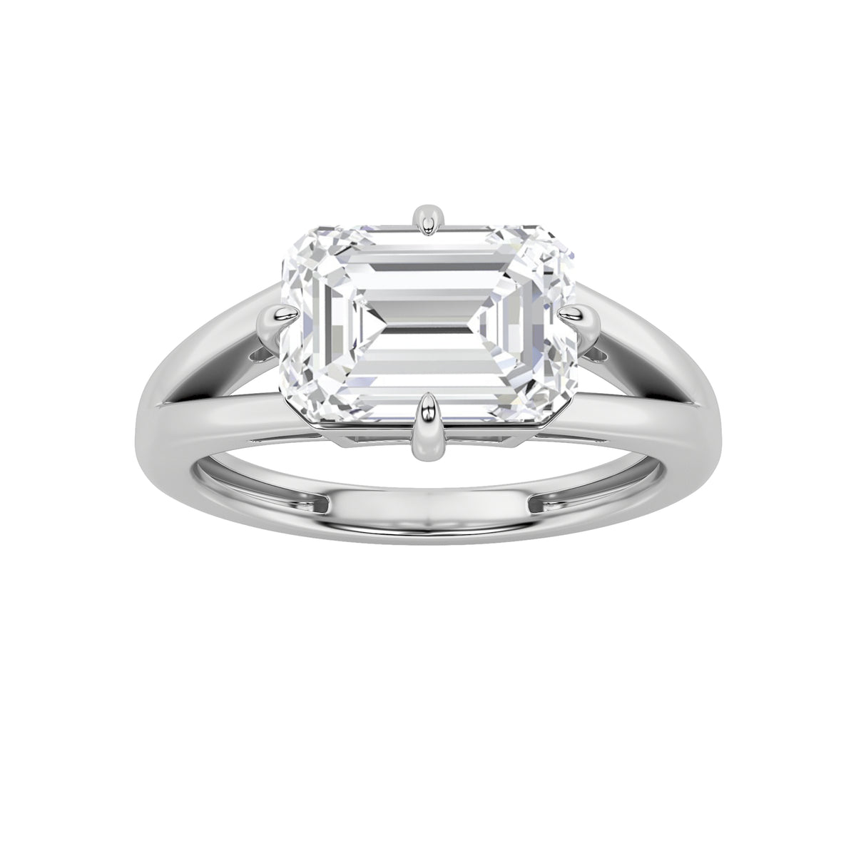 Emerald Shaped Lab Grown Diamond East West Solitaire Ring