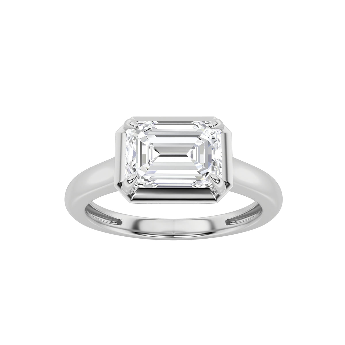Emerald Shaped Lab Grown Diamond East West Solitaire Ring