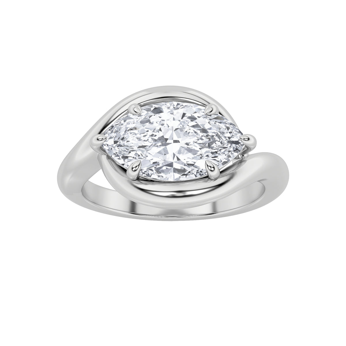 Marquise Shaped Lab Grown Diamond East West Solitaire Ring