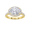 Oval Shaped Lab Grown Diamond East West Accented Solitaire Ring