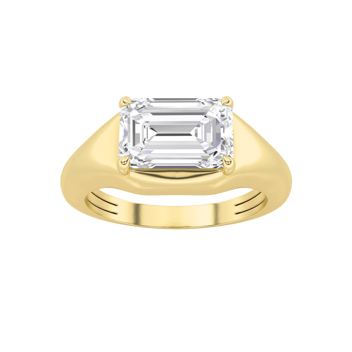 Emerald Shaped Lab Grown Diamond East West Solitaire Ring