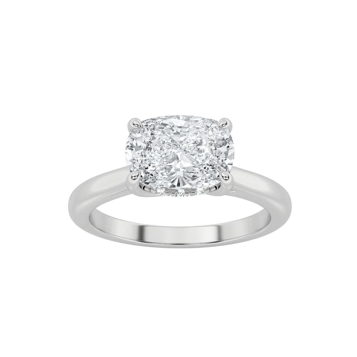 Elongated Cushion Shaped Lab Grown Diamond East West Solitaire Ring