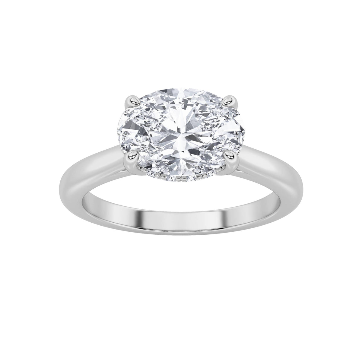 Oval Shaped Lab Grown Diamond East West Solitaire Ring