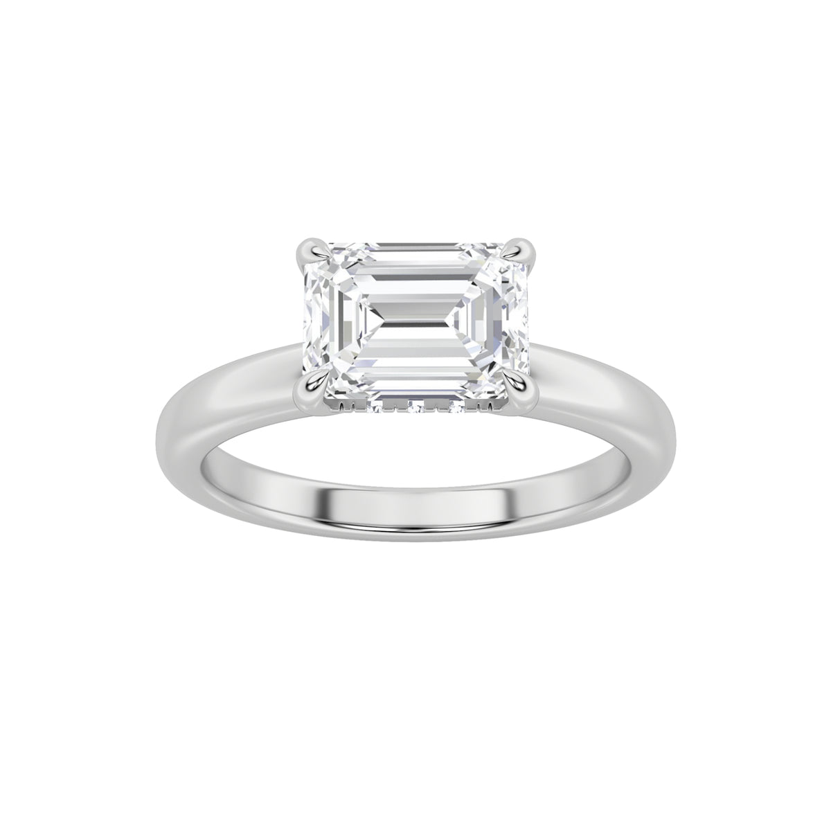 Emerald Shaped Lab Grown Diamond East West Solitaire Ring