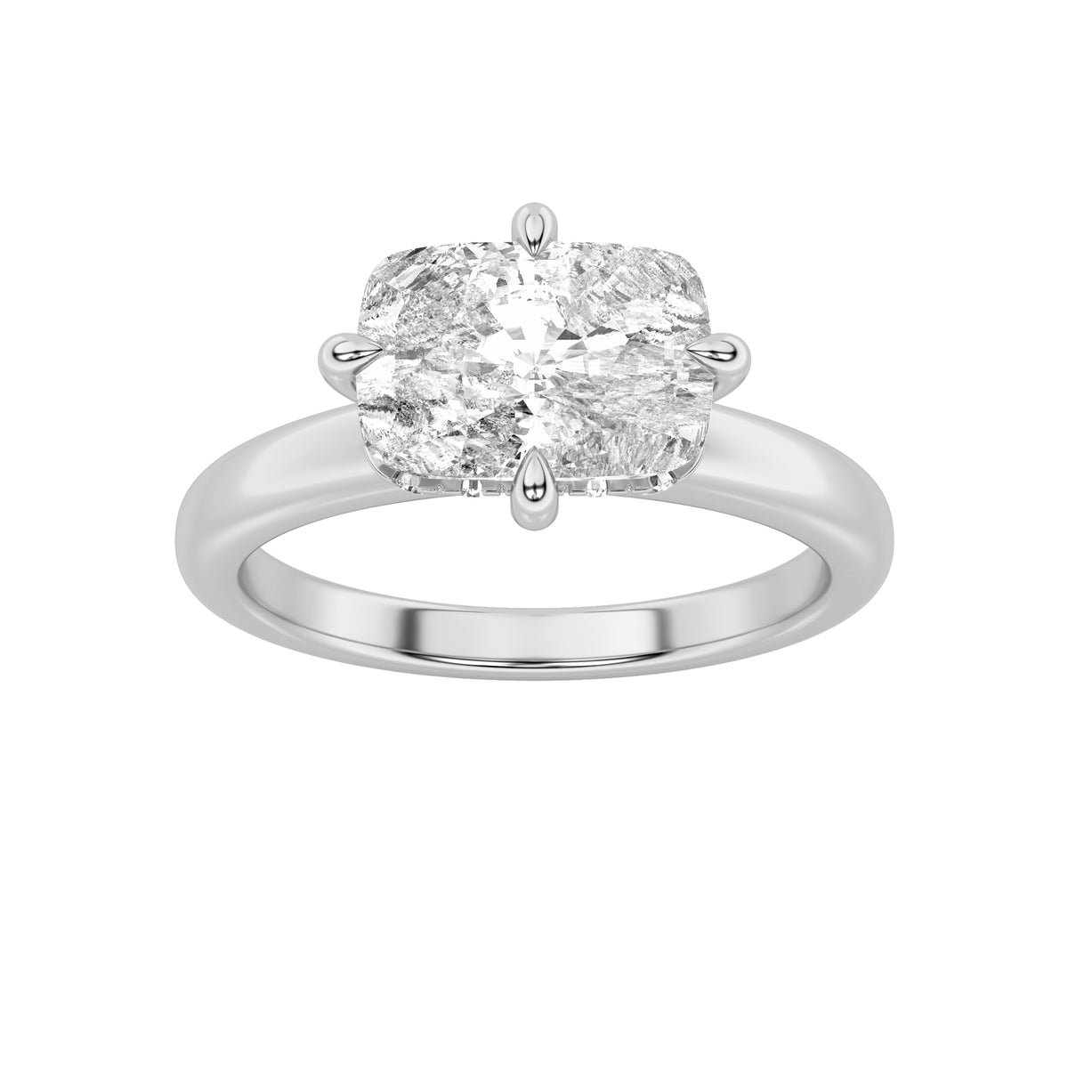 Elongated Cushion Shaped Lab Grown Diamond East West Solitaire Ring