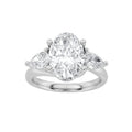 Oval Shaped Lab Grown Diamond Accented Three Stone Ring