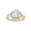 Round Shaped Lab Grown Diamond Two Tone Know Solitaire Engagement Ring
