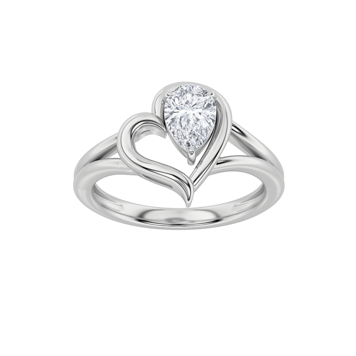 Pear Shaped Lab Grown Diamond Heart Ring
